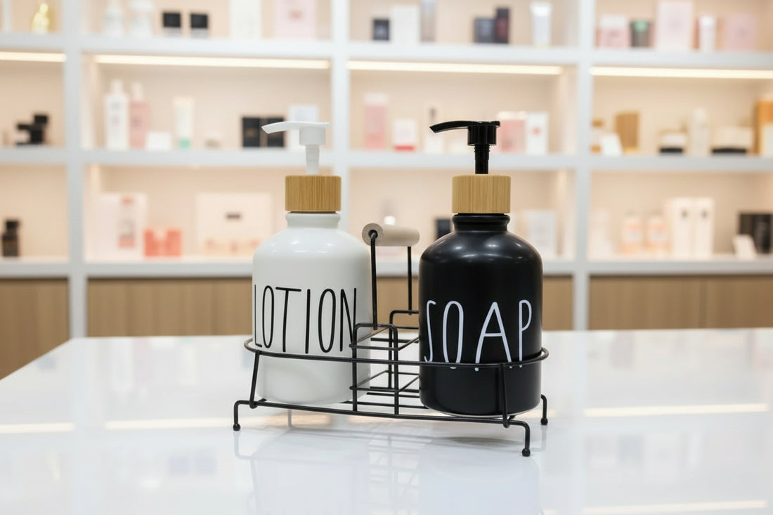 Soap Dispenser Set with Iron Stand