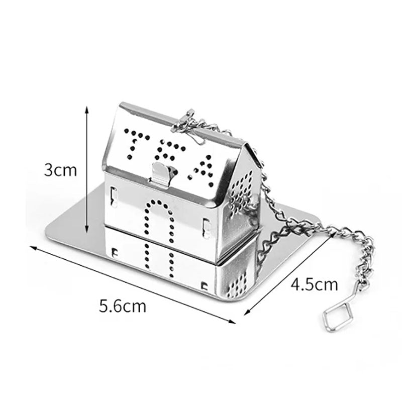 House Shape Stainless Steel Tea Infuser with Drip Tray