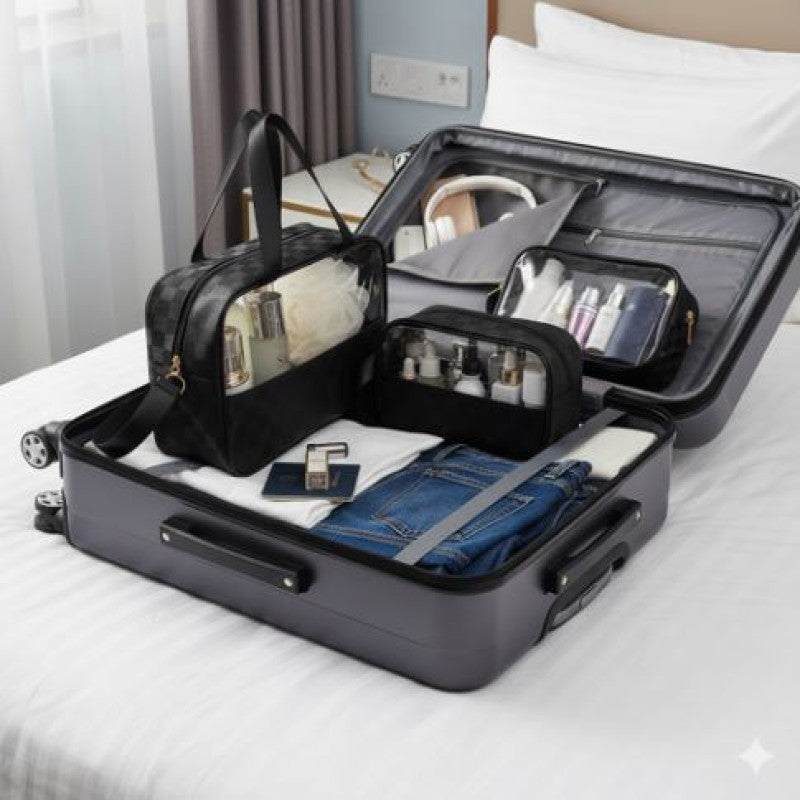 Transparent Cosmetic Travel Organizer Bag Set (3-Piece) - My Store