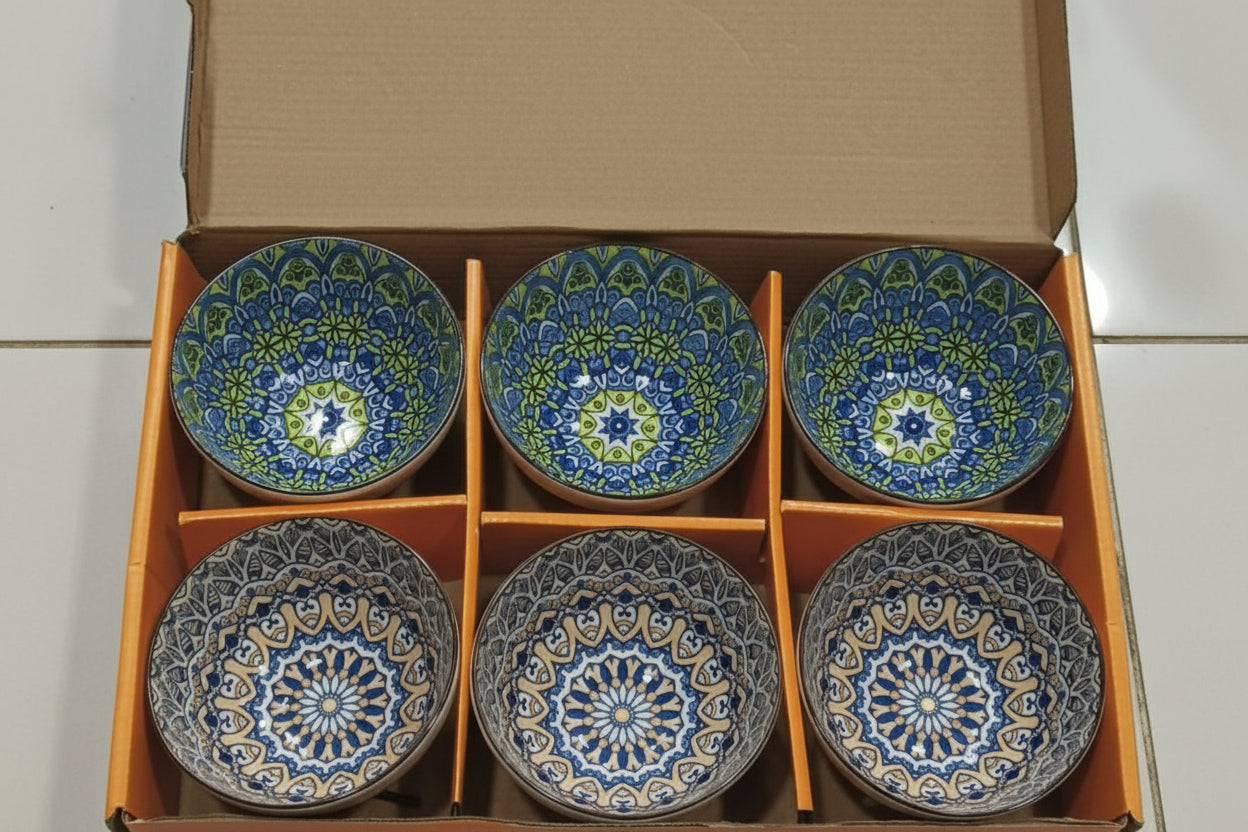 Japanese-Style Hand-Painted Ceramic Bowl Set (6 Pieces) - My Store