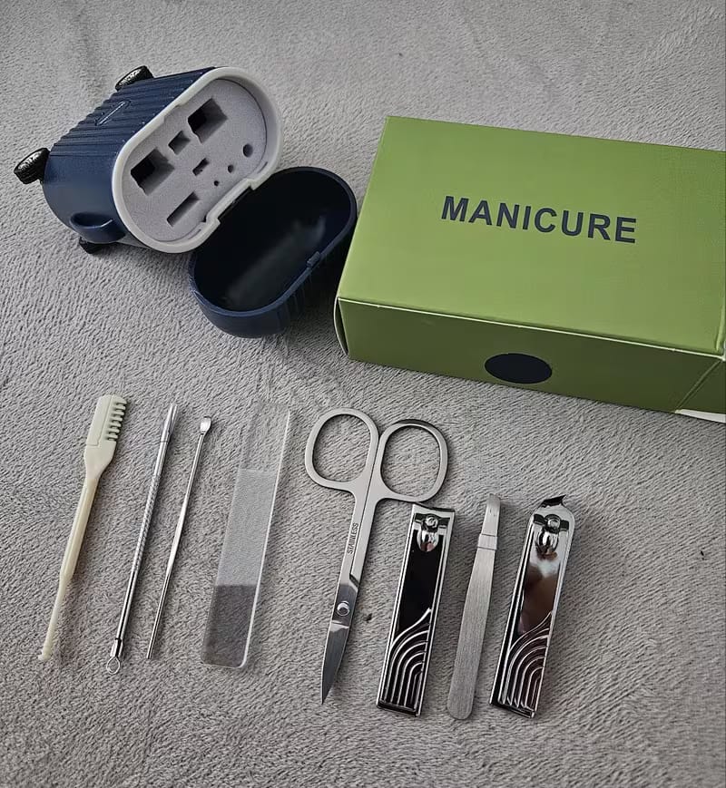 8-Piece Portable Suitcase-Style Manicure & Nail Clipper Set