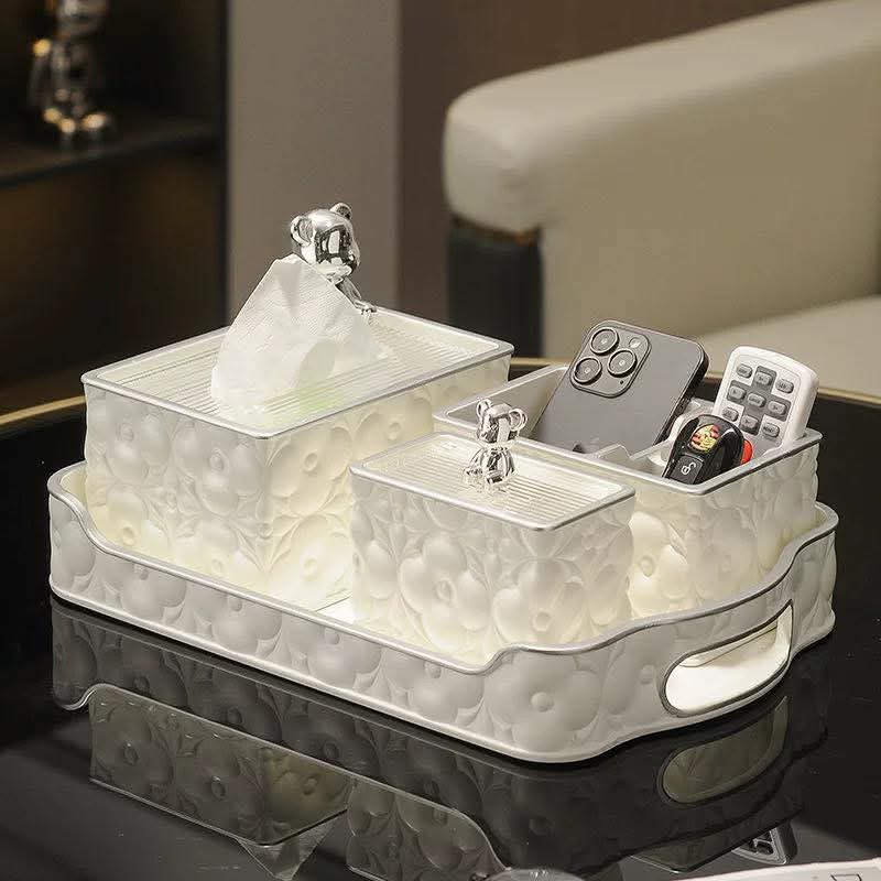 Luxury Decorative Tissue Box with Crystal Lid &chrome bunny accent