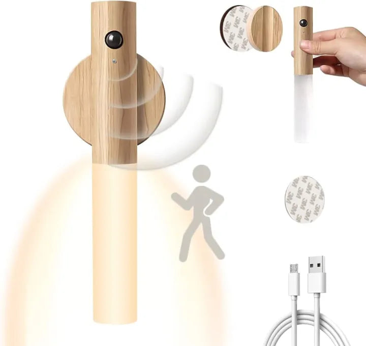 Wooden Base Smart Sensor LED Night Light