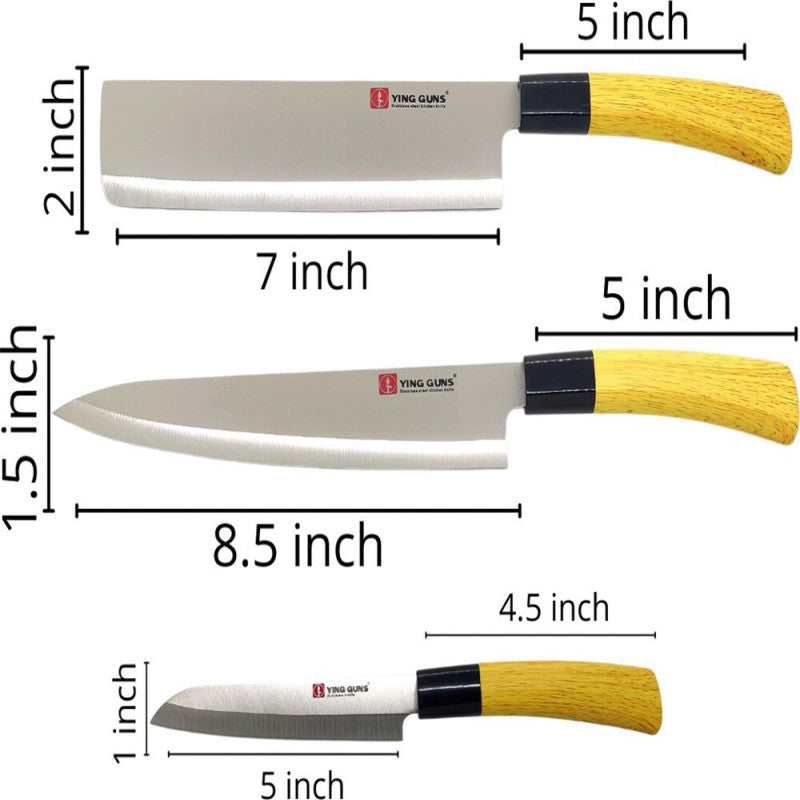 3-Piece Japanese-Style Stainless Steel Kitchen Knife Set