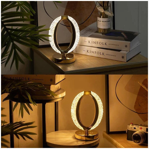 Luxury O-Ring Crystal LED Table Lamp – Rechargeable