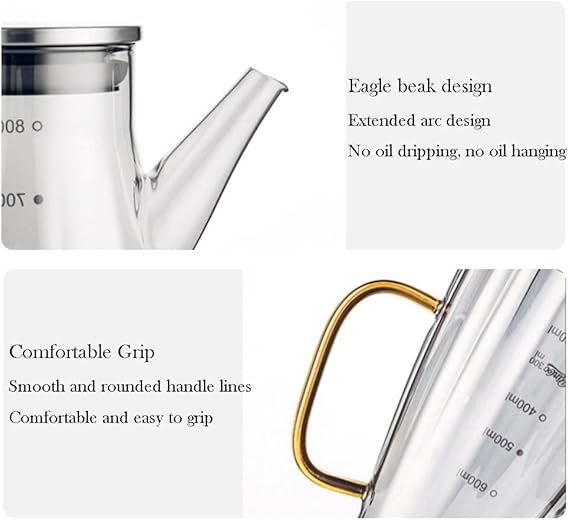 Glass Oil Dispenser with Colored Handle (Anti-Drip Design) - My Store