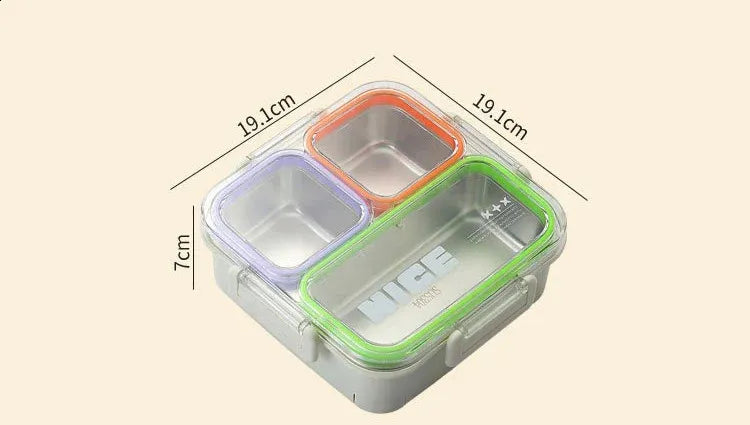 304 Stainless Steel 4 Compartment Lunch Box with Cutlery Storage