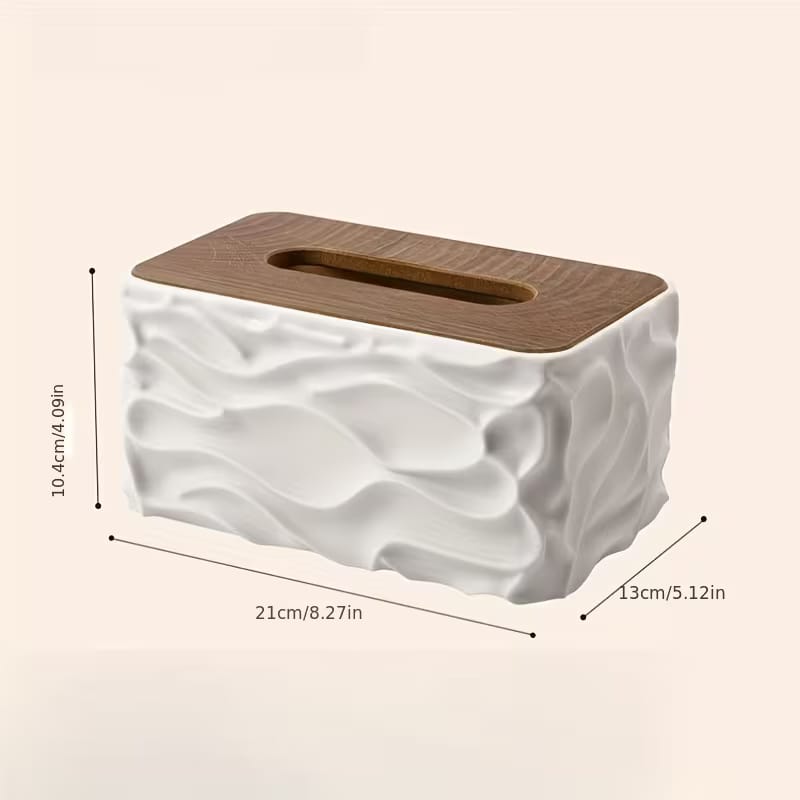 Minimalist Wave Pattern Tissue Box (Large Capacity)