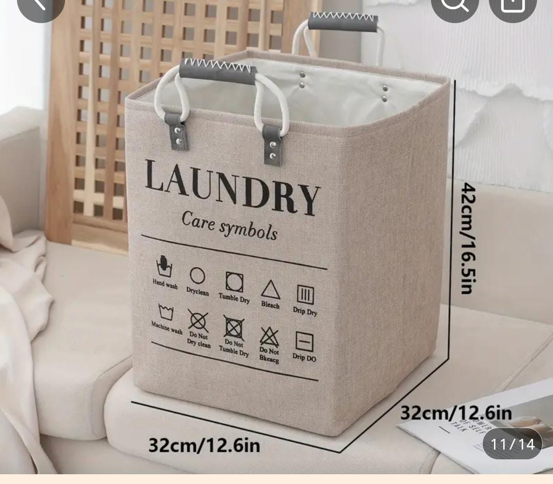 Collapsible Linen Laundry Hamper | Freestanding Clothes Storage Basket