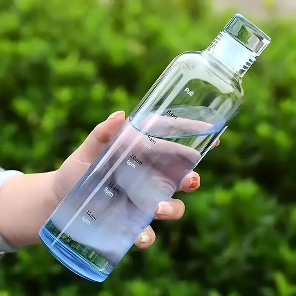 HydrateTime™ 700ml Borosilicate Glass Water Bottle with Time Marker
