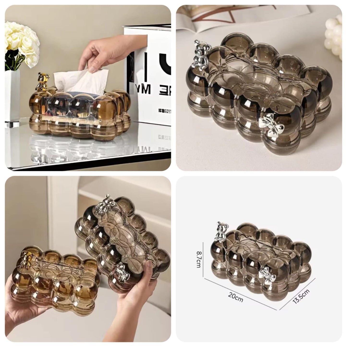 Bubbles Home Tissue Box Decorative Storage (Smoked Brown/Grey) - My Store