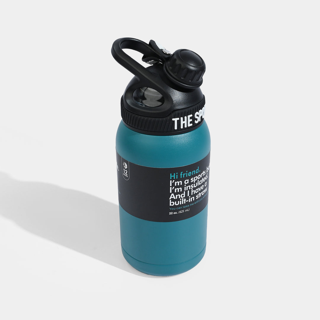 Insulated Stainless Steel Sports Water Bottle with Built-in Straw – 625ml / 700ml