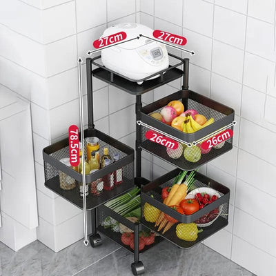 Rotating Kitchen Storage Trolley - Square - My Store