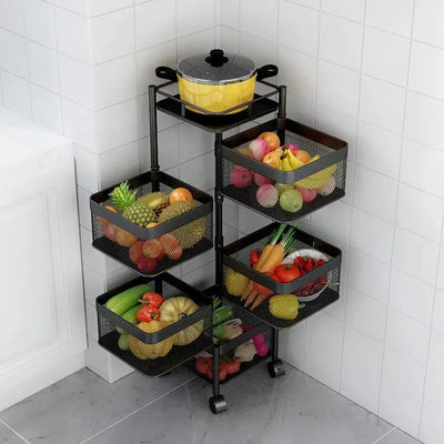 Rotating Kitchen Storage Trolley - Square - My Store