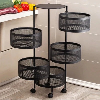 Rotating Kitchen Storage Trolley - Round - My Store