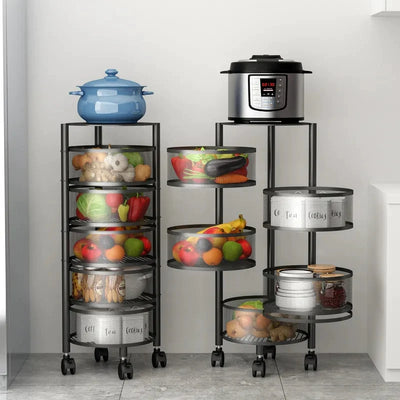 Rotating Kitchen Storage Trolley - Round - My Store