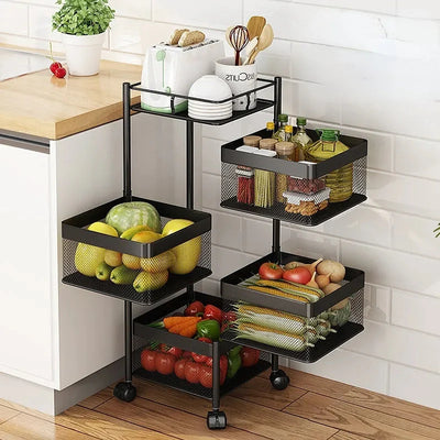 Rotating Kitchen Storage Trolley - Square - My Store