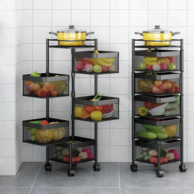 Rotating Kitchen Storage Trolley - Square - My Store