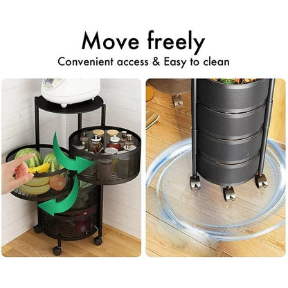 Rotating Kitchen Storage Trolley - Round - My Store