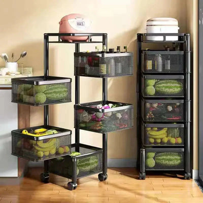 Rotating Kitchen Storage Trolley - Square - My Store