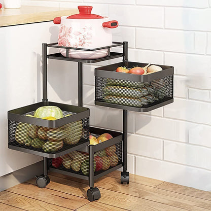 Rotating Kitchen Storage Trolley - Square - My Store