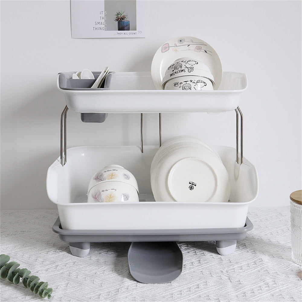 2 Tier Drainer Dish Rack - Plastic - My Store