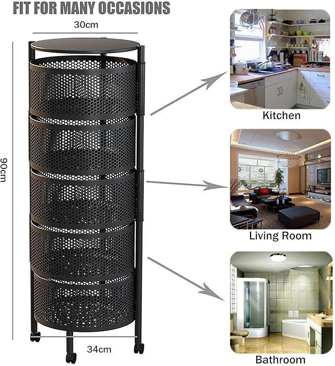 Rotating Kitchen Storage Trolley - Round - My Store