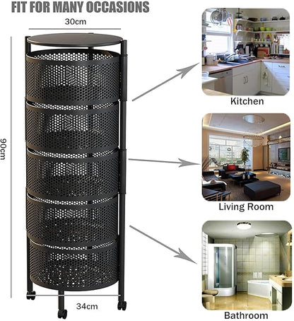 Rotating Kitchen Storage Trolley - Round - My Store