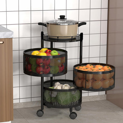 Rotating Kitchen Storage Trolley - Round - My Store