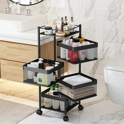 Rotating Kitchen Storage Trolley - Square - My Store