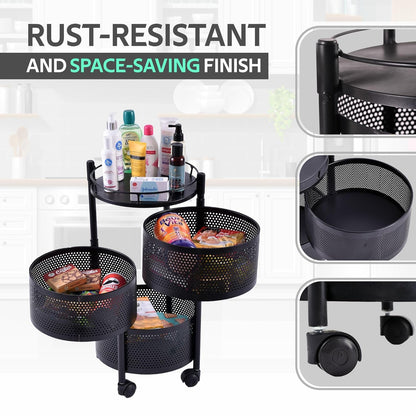 Rotating Kitchen Storage Trolley - Round - My Store