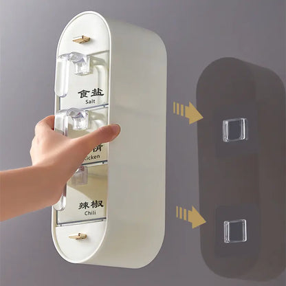 Wall-Mounted 3-Compartment Seasoning Spice Rack - My Store