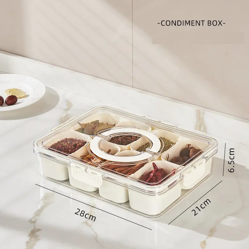 8 Grid Seasoning Storage Box With Lid - My Store