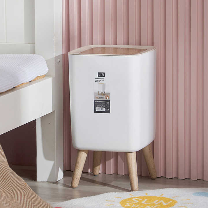 Wooden High Foot Dustbin - Square Shape - My Store