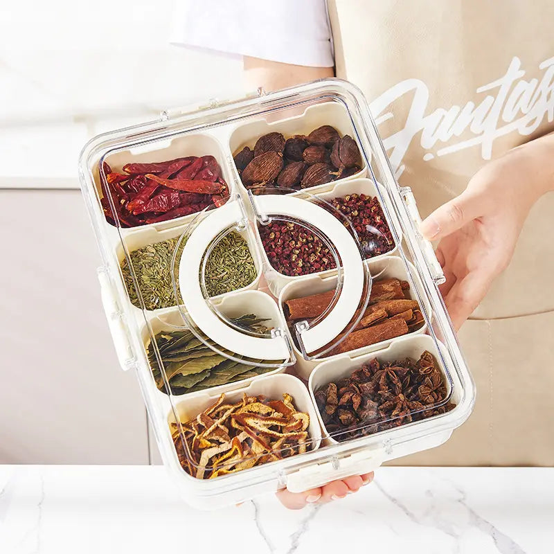 8 Grid Seasoning Storage Box With Lid - My Store