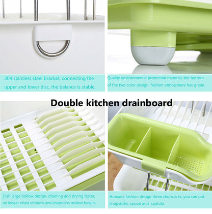 2 Tier Drainer Dish Rack - Plastic - My Store