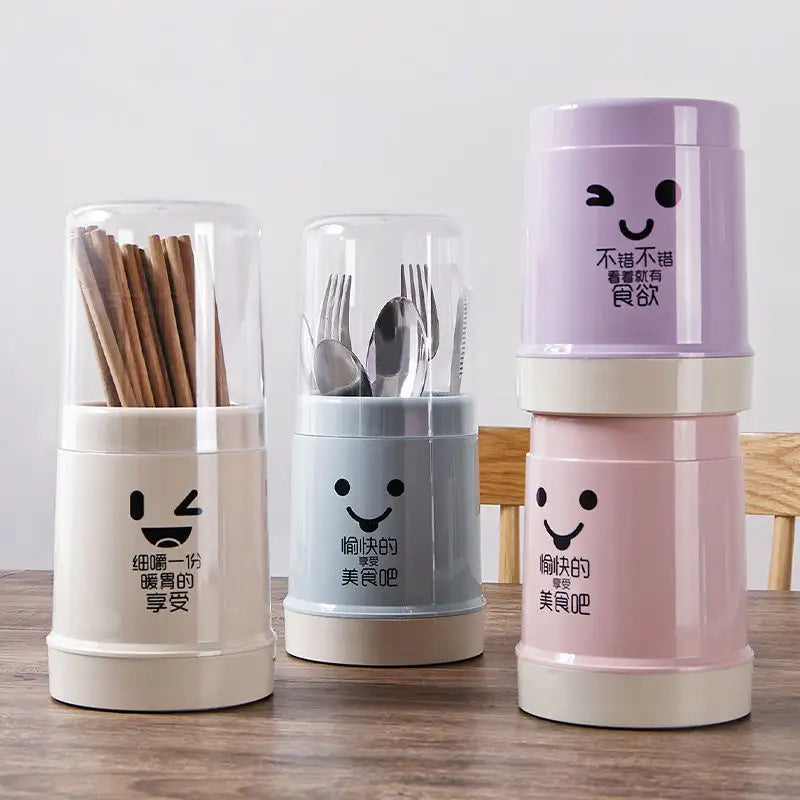 Plastic Cutlery Holder With Cover - My Store