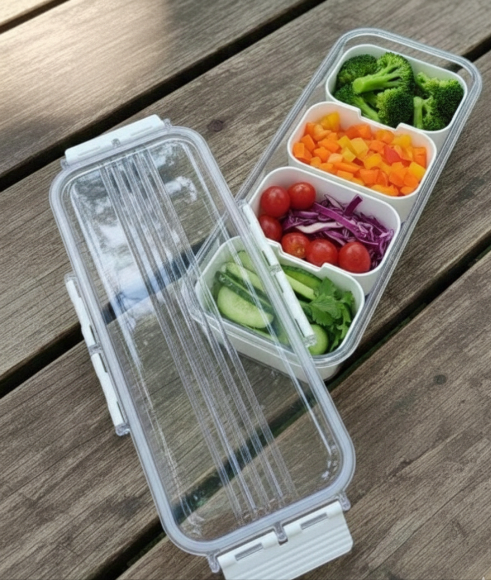Clear Bento Lunch Box with 4 Removable Compartments