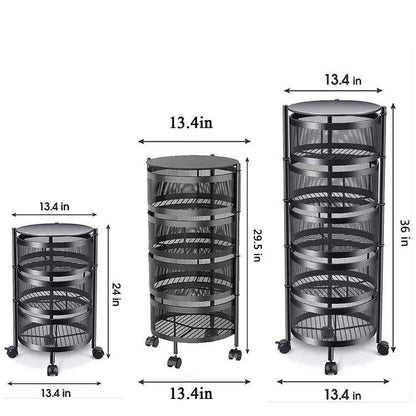 Rotating Kitchen Storage Trolley - Round - My Store