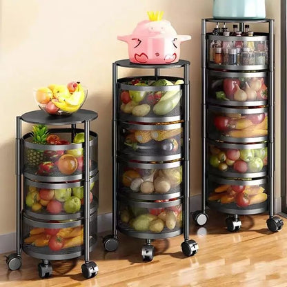 Rotating Kitchen Storage Trolley - Round - My Store