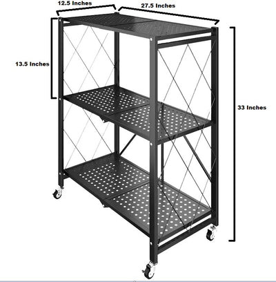 Foldable Kitchen Trolley 3-Layer - My Store