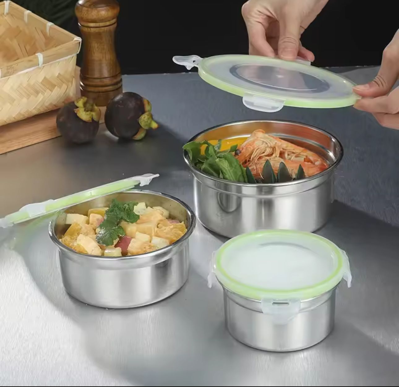 3 Pcs Korean Style Sealed Stainless Steel Food Preservation Box - My Store