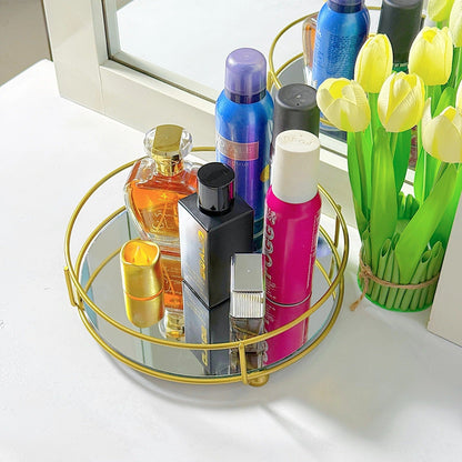 Glassy Golden Vanity Display with Mirror
