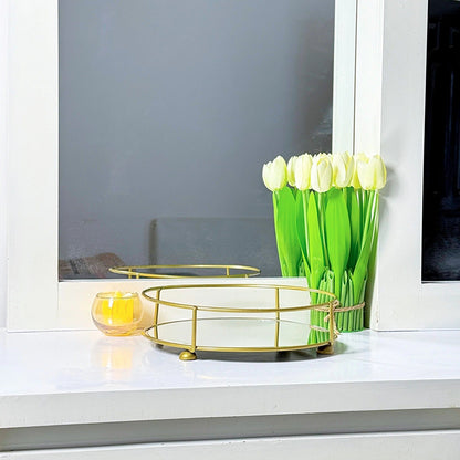 Glassy Golden Vanity Display with Mirror