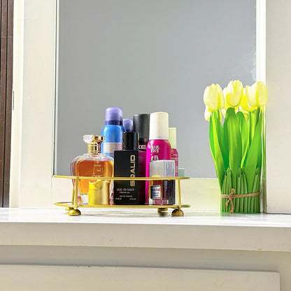 Glassy Golden Vanity Display with Mirror