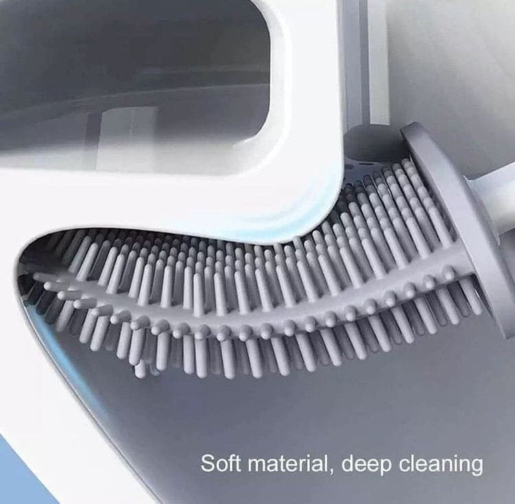 Flexible Silicone Toilet Brush with Floor Holder