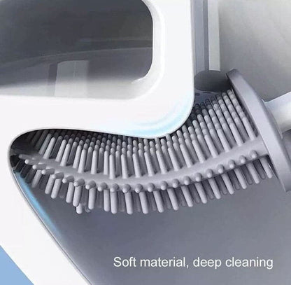 Flexible Silicone Toilet Brush with Floor Holder