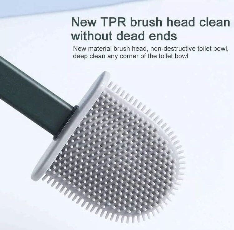Flexible Silicone Toilet Brush with Floor Holder