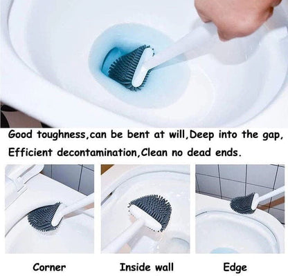 Flexible Silicone Toilet Brush with Floor Holder