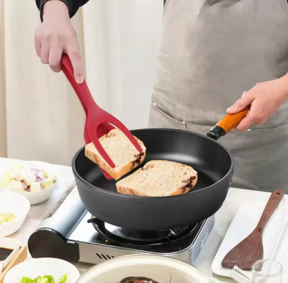 Silicone  2 in 1 grip and flip spatula tong